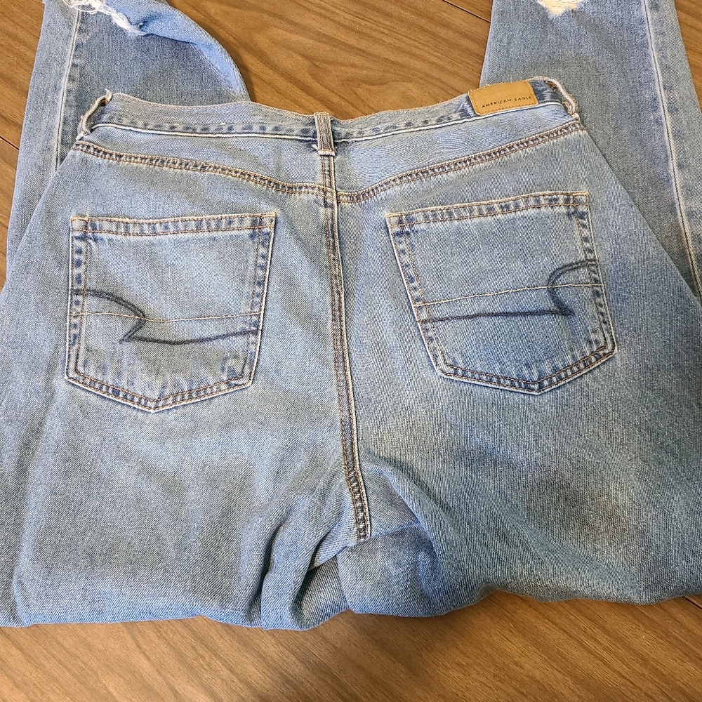American Eagle Mom jeans very distressed